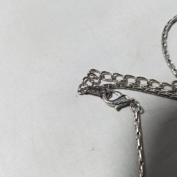 18k White Gold Chain W/ Flower Rhinestone Pendant - Picture 6 of 8